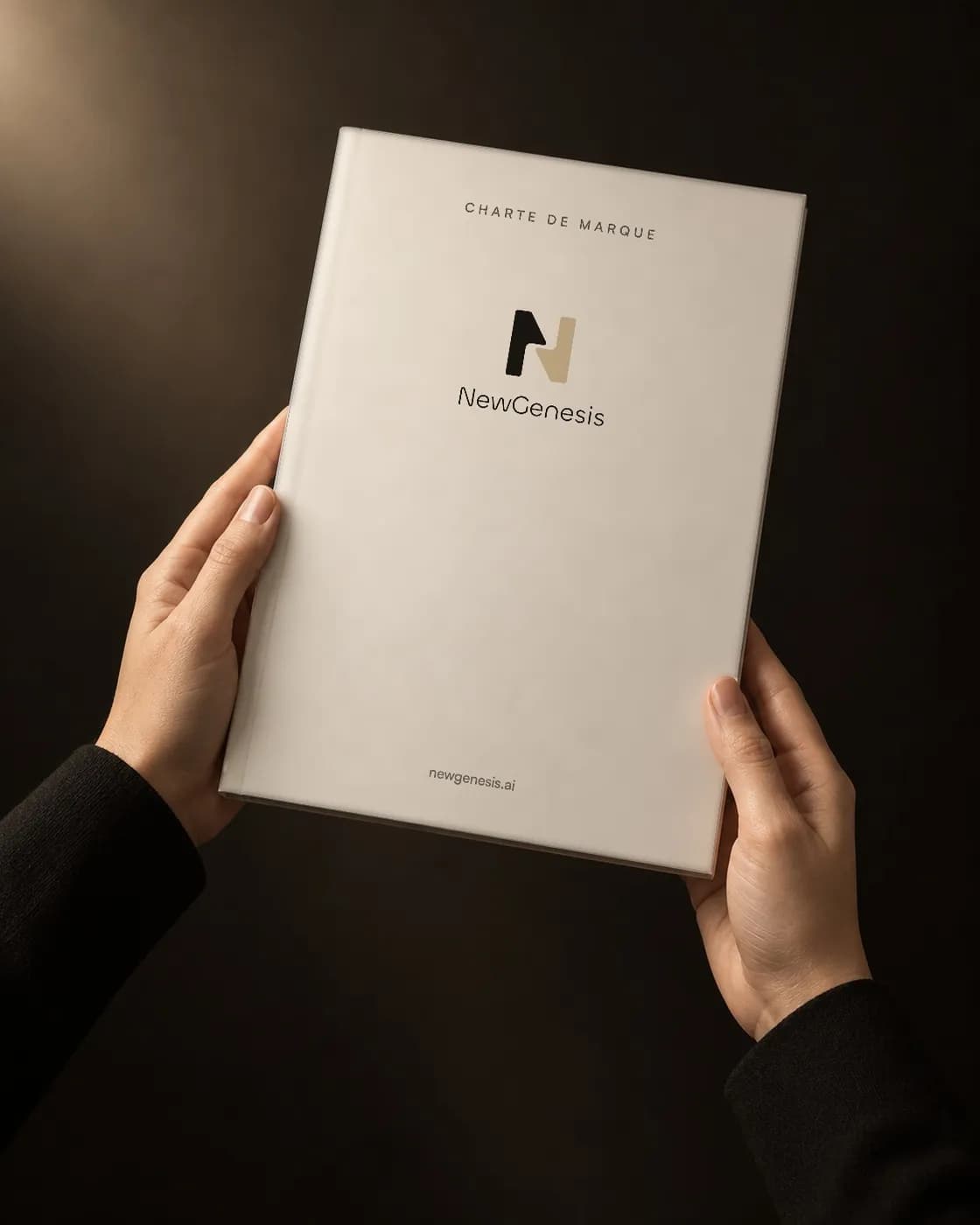 NewGenesis brand book held in hand