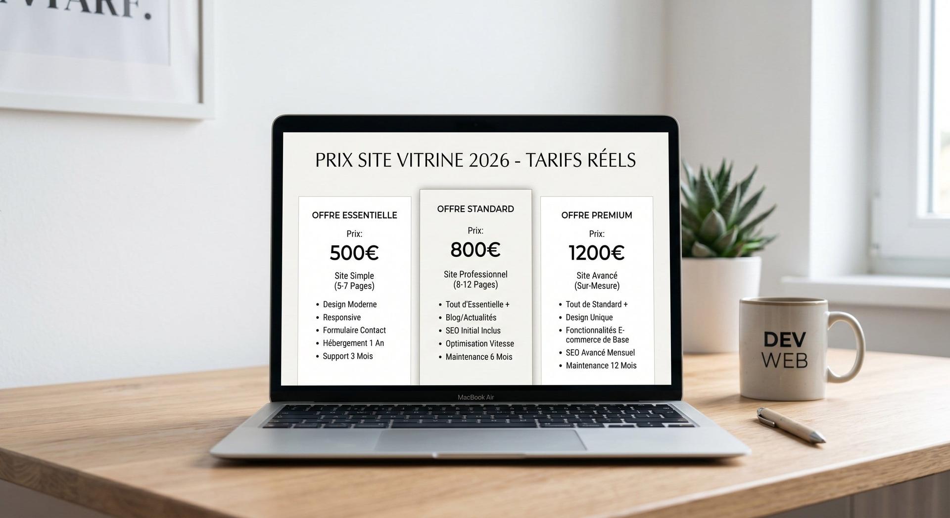Prix d'un site vitrine en 2026 : tarifs réels et ce qu'ils incluent