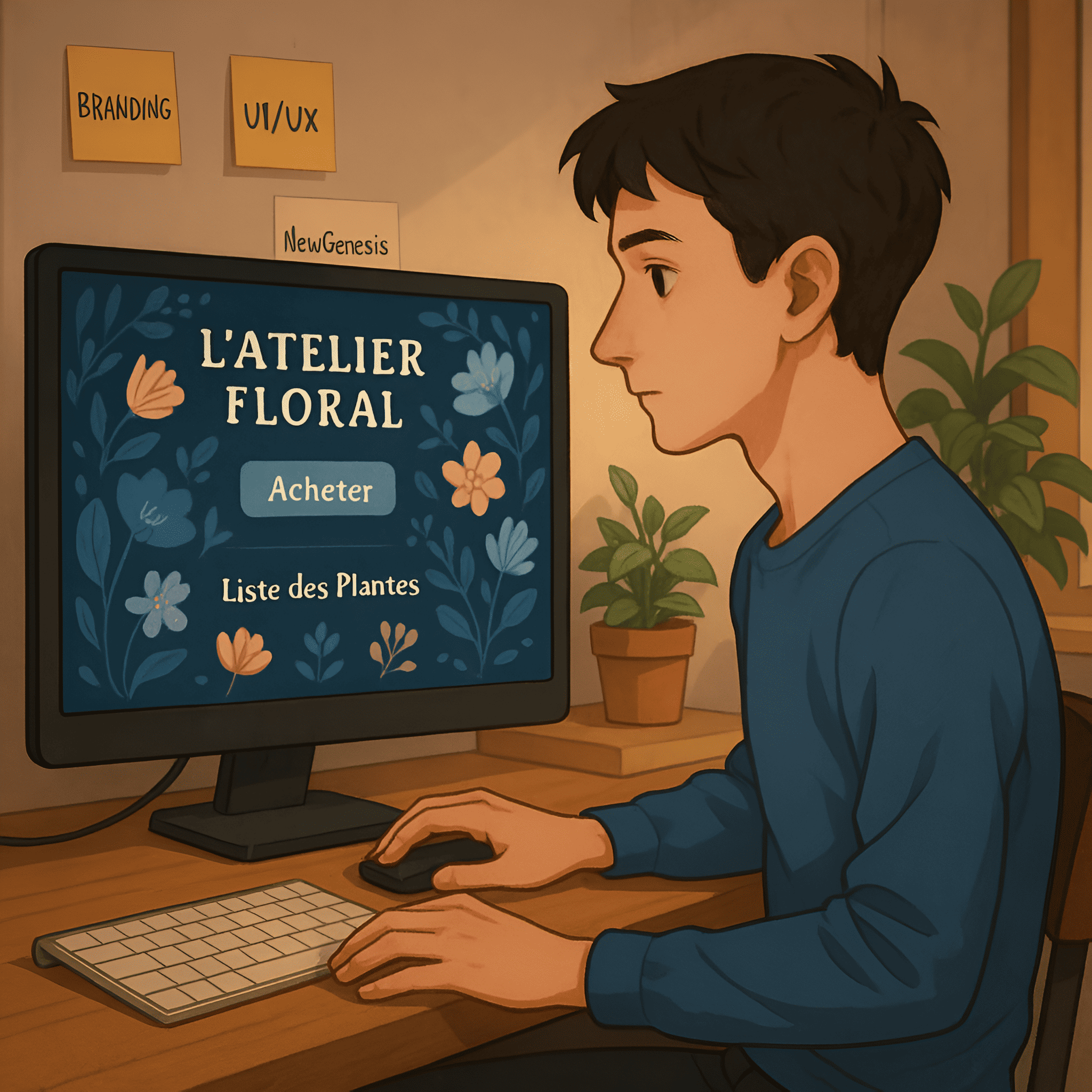 Maquette graphique d'un site professionnel conçue par NewGenesis, avec validation de l'UX/UI.